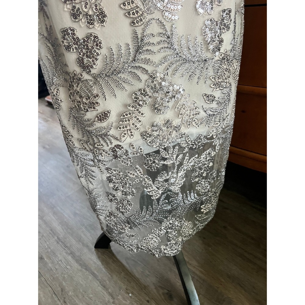 Tadashi Shoji Illusion Neck Metalic Embroidered Lace Sheath Dress Formal MOB - Picture 5 of 12